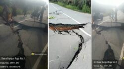 JALAN LIPAT KAIN-MUARASILAYA TERPUTUS, AMBLAS DI DESA TANJUNG MAS