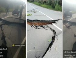 JALAN LIPAT KAIN-MUARASILAYA TERPUTUS, AMBLAS DI DESA TANJUNG MAS