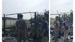 Rumah Warga Terbakar, Babinsa Koramil 01/Bangko Gerak Cepat Bantu Padamkan Api