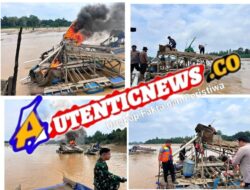 Polsek Cerenti Sikat 48 Rakit PETI, Sungai Kuantan Diselamatkan dari Ancaman Kerusakan Tambang Ilegal