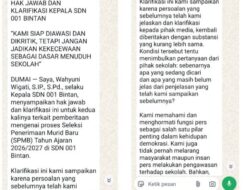 Hak Jawab dan Klarifikasi Kepala SDN 001 Bintan Kota Dumai